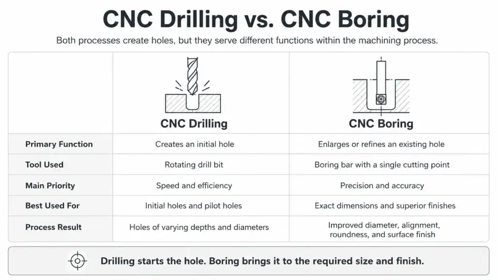 cnc drilling vs cnc boring